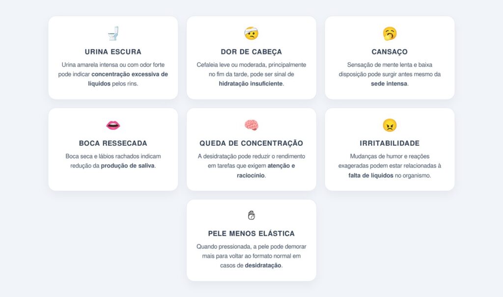 Quais são os sinais sutis de desidratação?