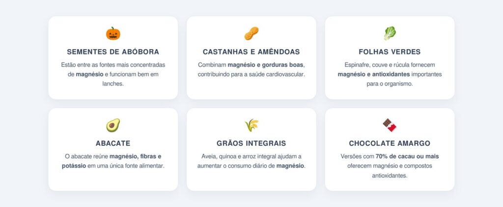 Quais alimentos são ricos em magnésio?