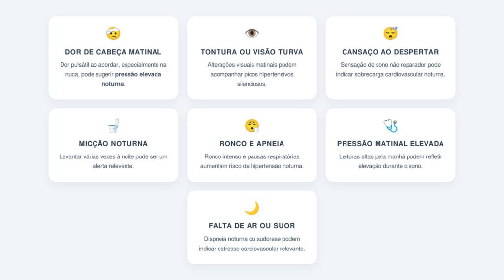 Quais sinais indicam hipertensão noturna?