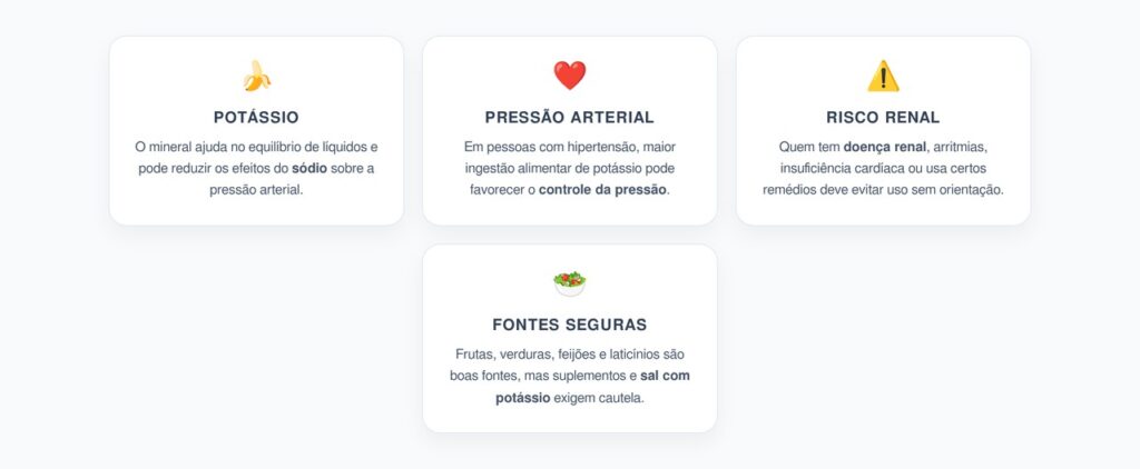 Potássio na Pressão Alta: Benefício para o Coração e Cuidado com os Rins