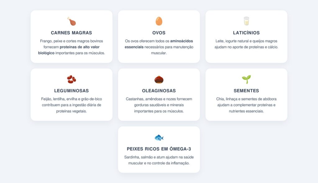 Quais alimentos ajudam a preservar a massa muscular?