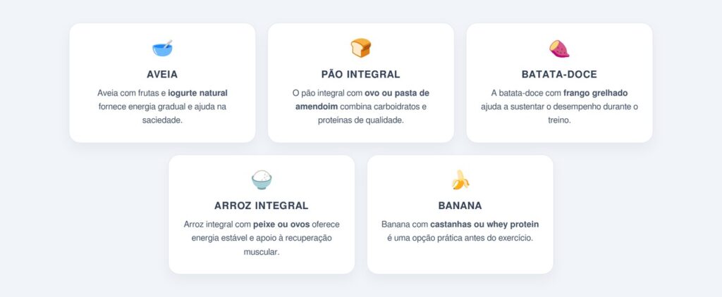 Quais alimentos consumir antes do treino?