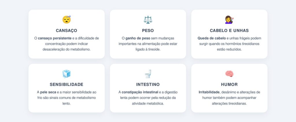 Quais sintomas indicam alteração na função da tireoide?