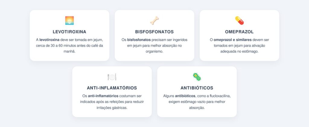 Quais medicamentos exigem jejum e quais devem ser tomados com alimentos?