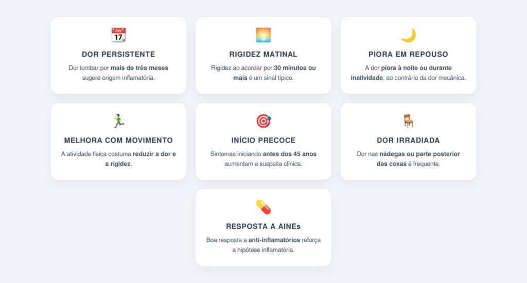 Quais sintomas diferenciam essa condição da dor mecânica?