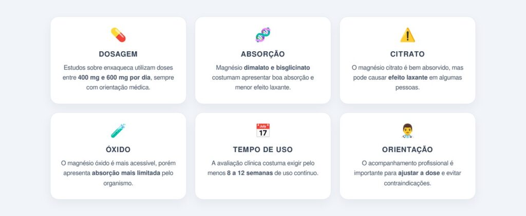 Quais doses e fontes de magnésio são recomendadas?