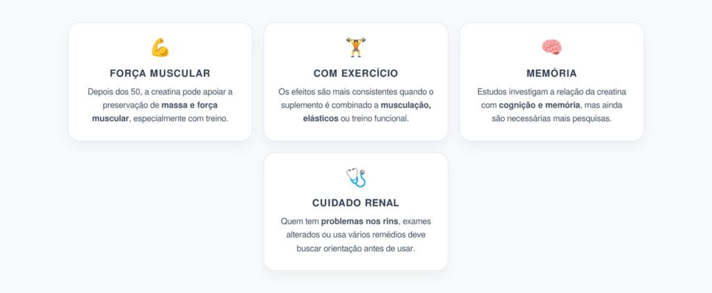 Creatina Depois dos 50: Força, Memória e Envelhecimento Saudável