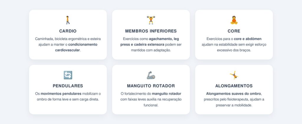 Quais exercícios podem ser mantidos durante o tratamento?