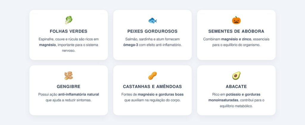 Quais alimentos ajudam a aliviar os sintomas?