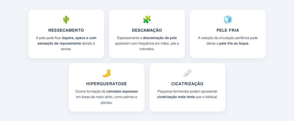 Quais são as principais alterações na textura da pele?