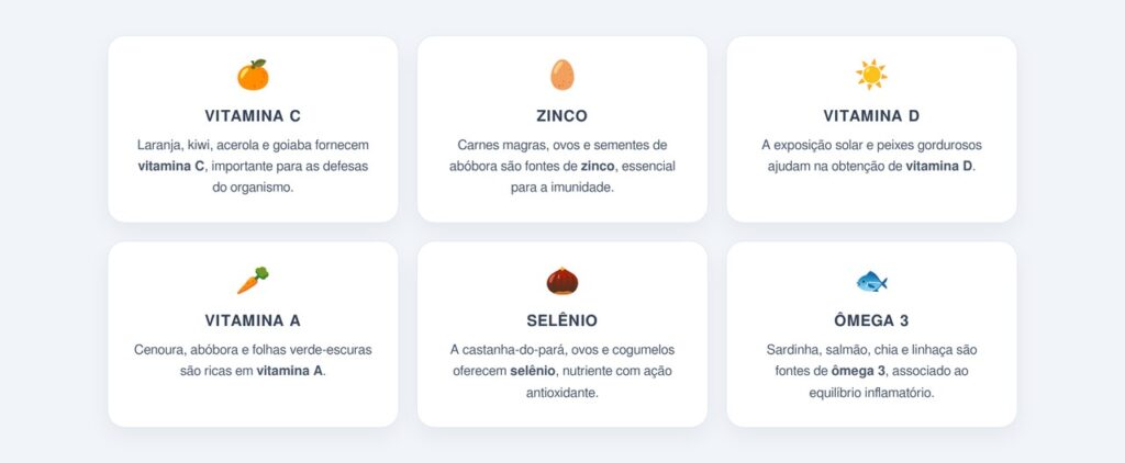 Quais nutrientes mais ajudam o sistema imunológico?