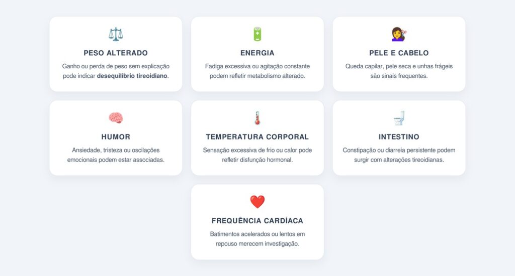 Quais sintomas indicam disfunção da tireoide?