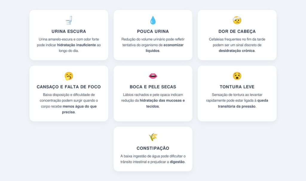 Quais sinais sutis indicam desidratação crônica?