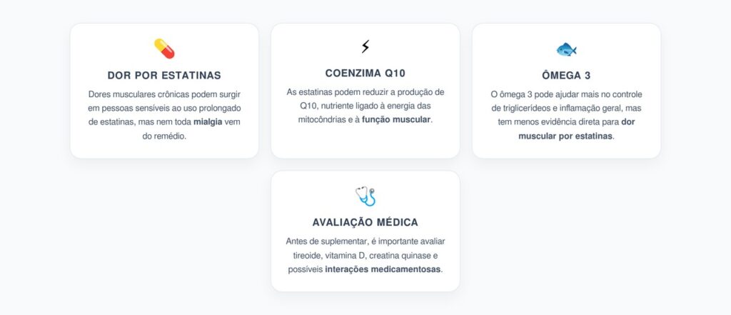 Coenzima Q10 ou Ômega 3: Qual Priorizar nas Dores Musculares por Estatinas