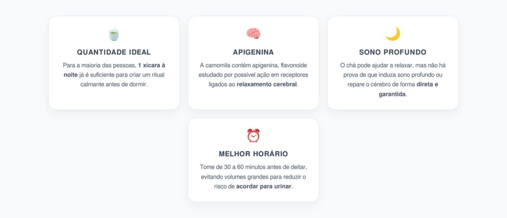 Chá de Camomila à Noite: Quantas Xícaras para Relaxar e Dormir Melhor