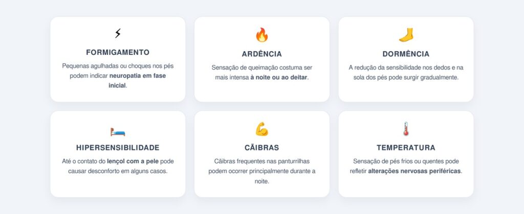 Quais são os primeiros sinais da neuropatia diabética?
