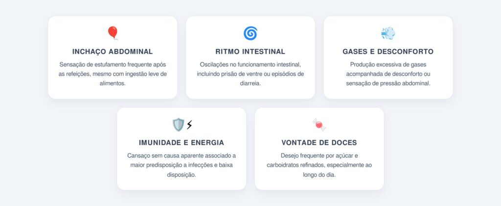 Quais sinais indicam que a microbiota está em desequilíbrio?