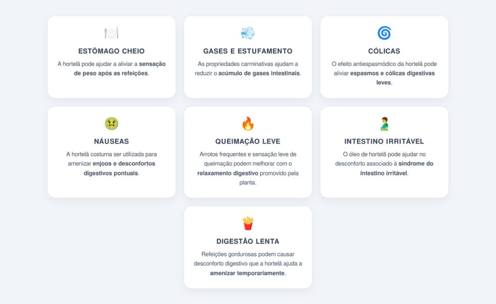 Quais sintomas a hortelã pode ajudar a aliviar?