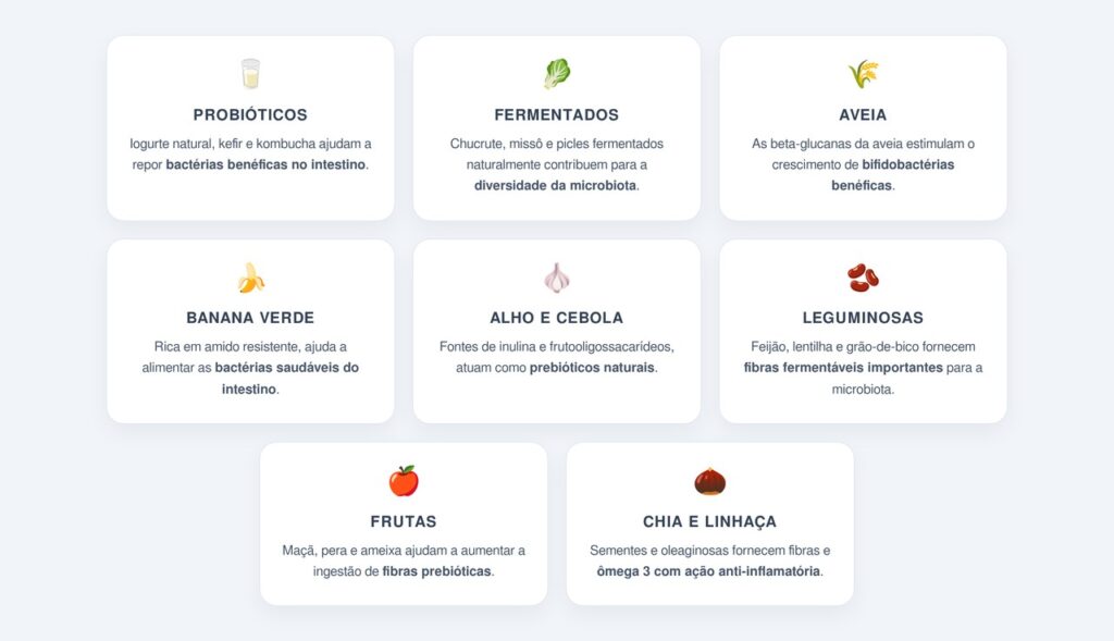 Quais alimentos ajudam a restaurar a flora intestinal?