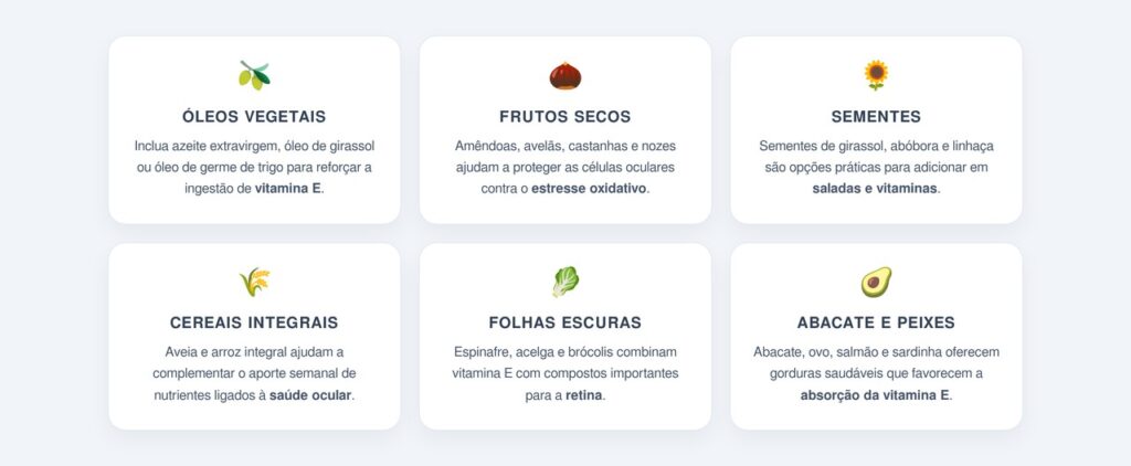Quais alimentos fornecem vitamina E para os olhos?