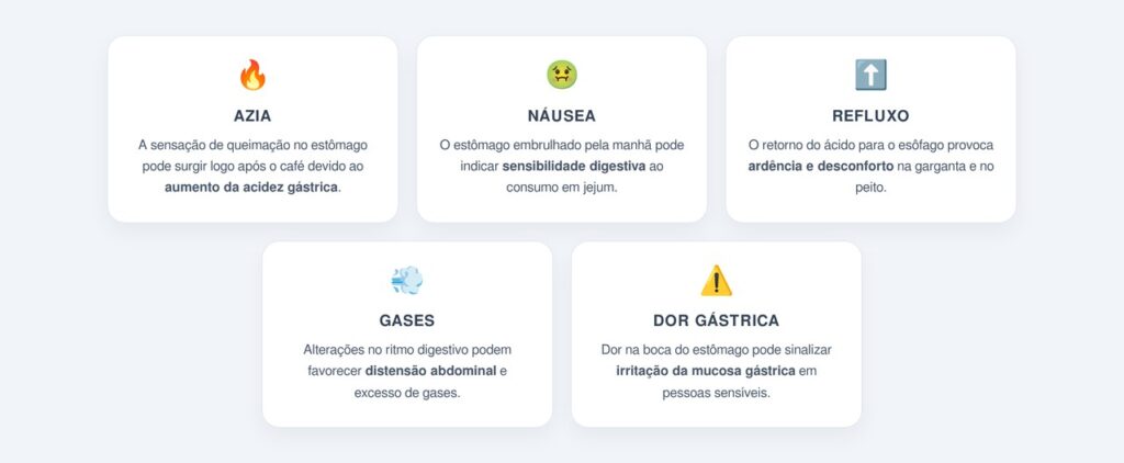 Quais sintomas podem aparecer após o café em jejum?