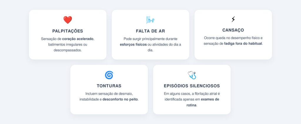 Quais sintomas podem indicar fibrilação atrial?