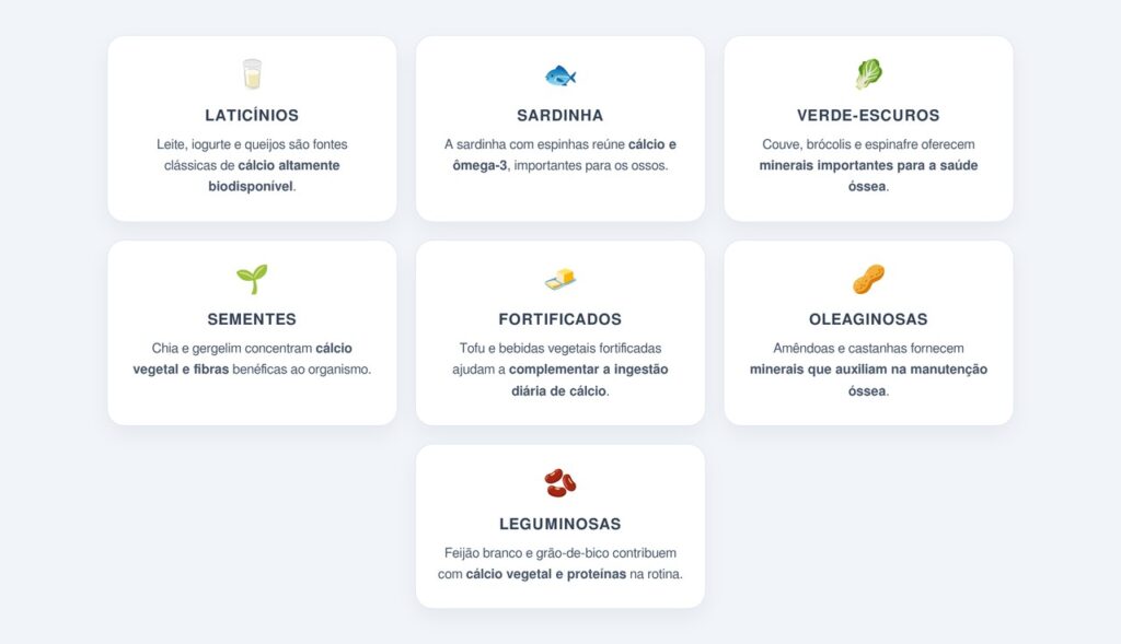 Quais alimentos são as principais fontes de cálcio?