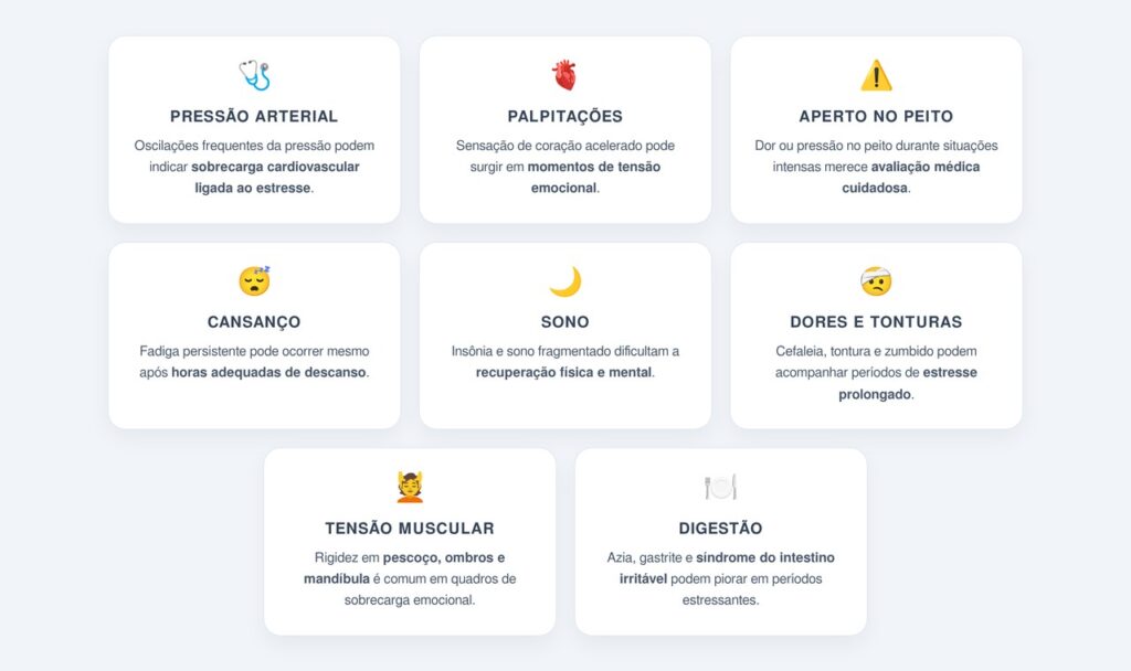 Quais sinais físicos do estresse merecem atenção?