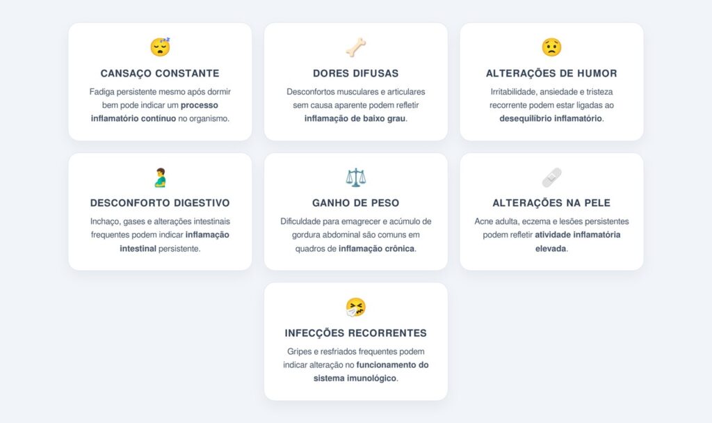 Quais sinais sutis podem indicar inflamação crônica?