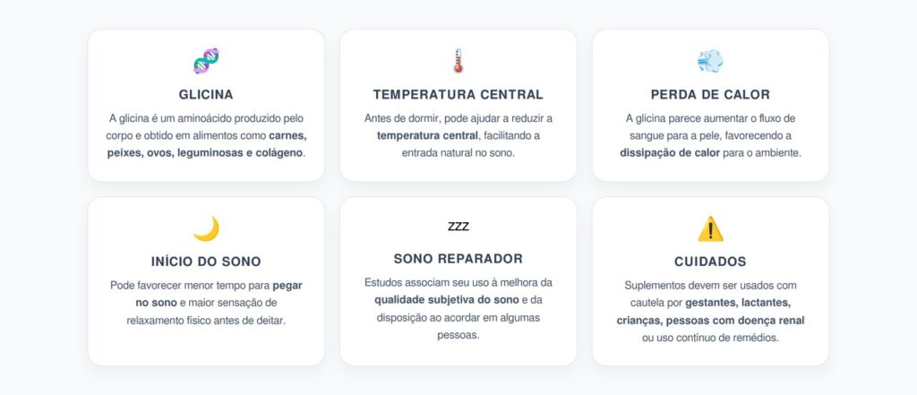Glicina Antes de Dormir: Temperatura Corporal, Sono Profundo e Recuperação