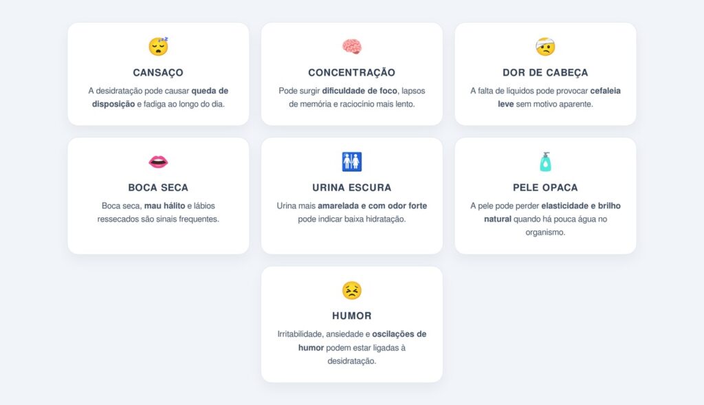 Quais são os sinais sutis de desidratação?