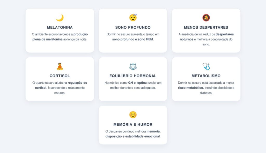 Por que o quarto totalmente escuro melhora o sono?