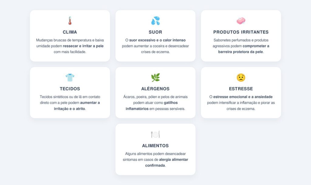 Quais os principais gatilhos das crises de eczema?