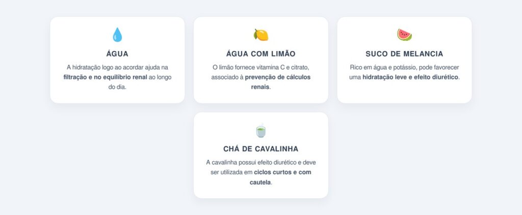 Quais bebidas consumir em jejum para apoiar a função renal?