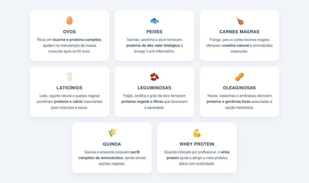 Quais alimentos devem compor a dieta proteica após os 50 anos?