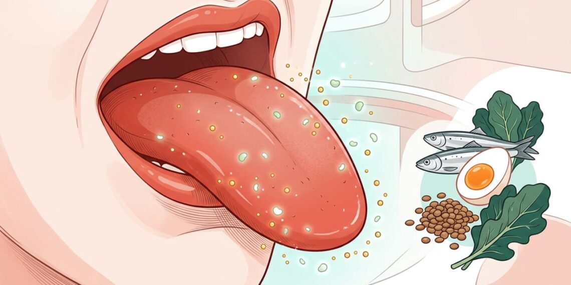 O sinal na língua que pode indicar deficiência de vitamina B12 e folato antes mesmo da anemia aparecer nos exames de sangue