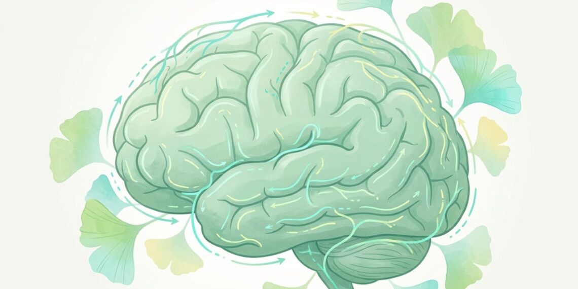 Erva com compostos vasoativos estudados que pode ajudar a melhorar a memória e a circulação cerebral em adultos mais velhos