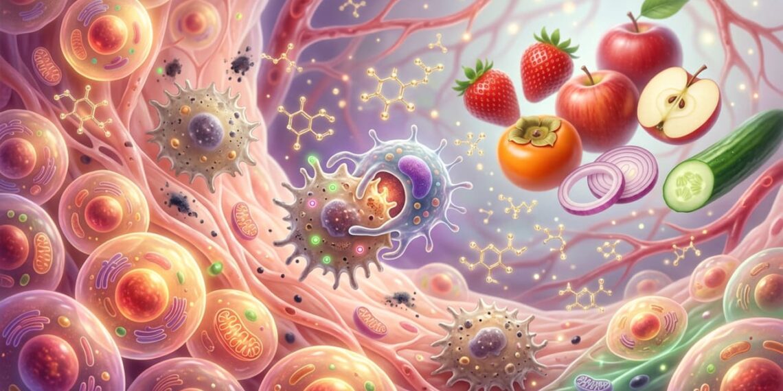 O que acontece com as células envelhecidas quando o consumo de fisetina ativa o processo natural de faxina do corpo