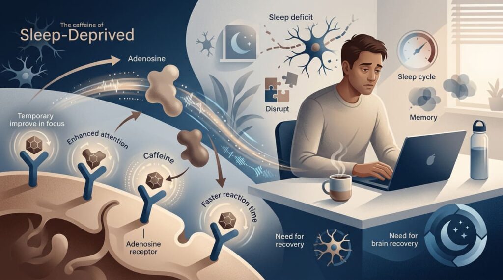 O que a cafeína faz ao foco e ao desempenho cognitivo durante a privação de sono?