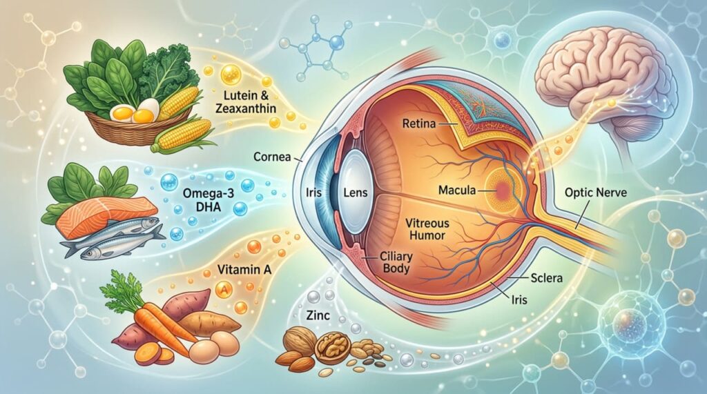 O que comer para proteger a visão ao longo do envelhecimento: nutrientes essenciais e onde encontrá-los