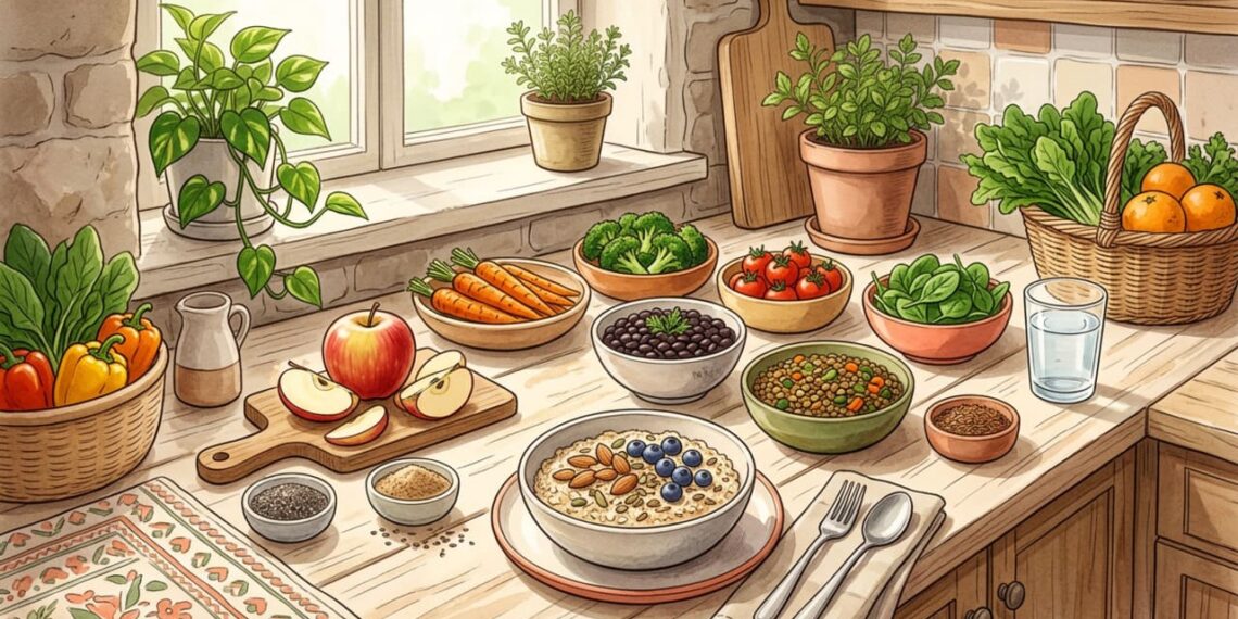 Dieta rica em fibras: nutrientes essenciais para preservar a saúde intestinal e o equilíbrio metabólico após os 40 anos de idade
