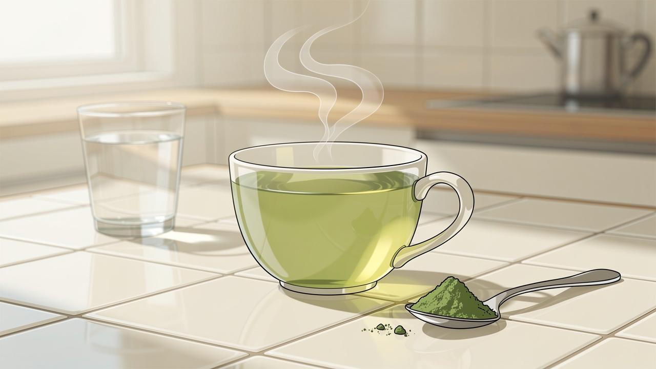 Chá verde leve combina cafeína moderada com L-teanina para menos oscilação.