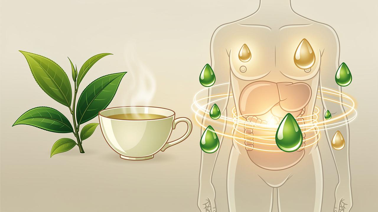 Catequinas e cafeína participam da termogênese e da oxidação de gorduras.
