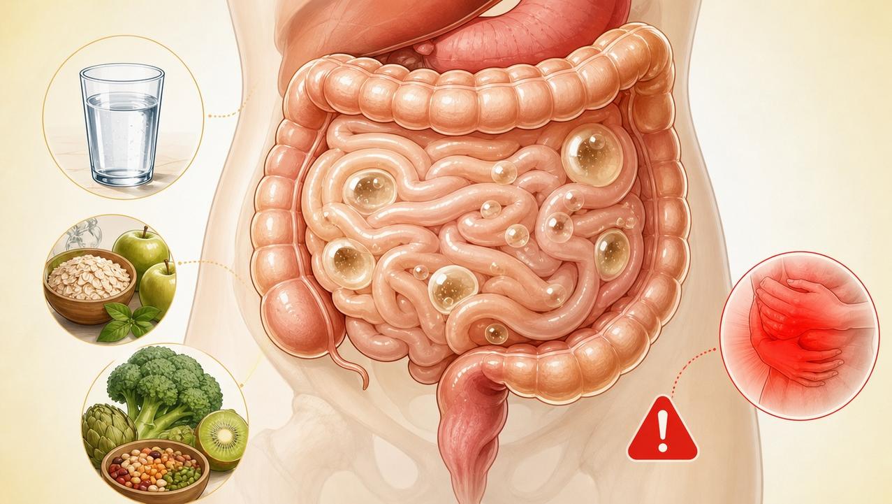 A distensão abdominal pode envolver gases, trânsito lento e sintomas importantes.