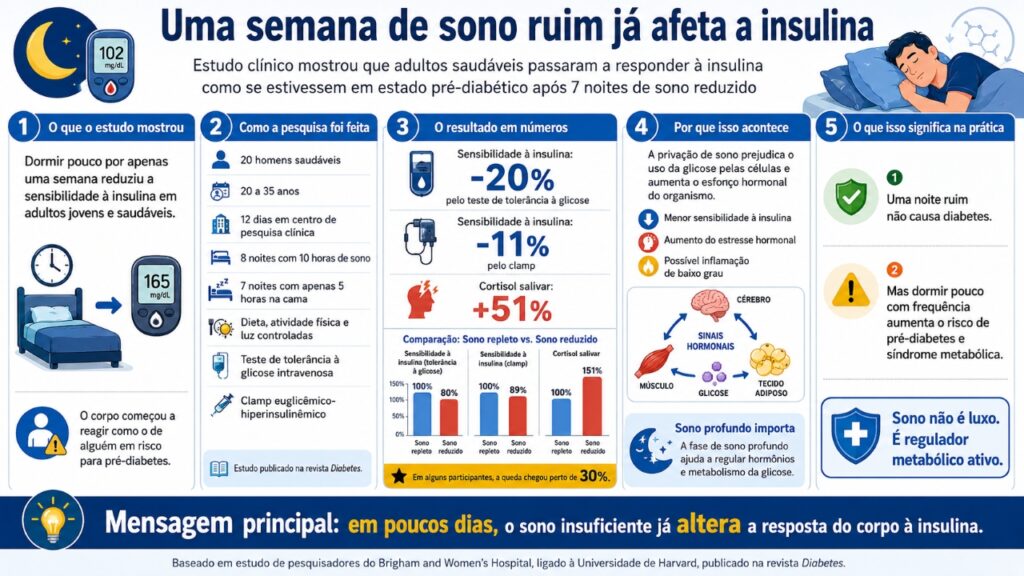 Estudo de Harvard mostra que apenas 7 noites de sono ruim podem reduzir a ação da insulina