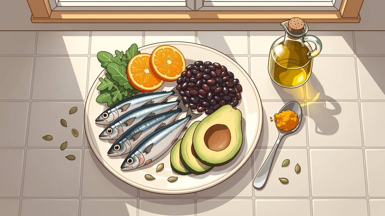 Peixes, feijão, frutas e sementes reforçam o suporte nutricional das articulações.