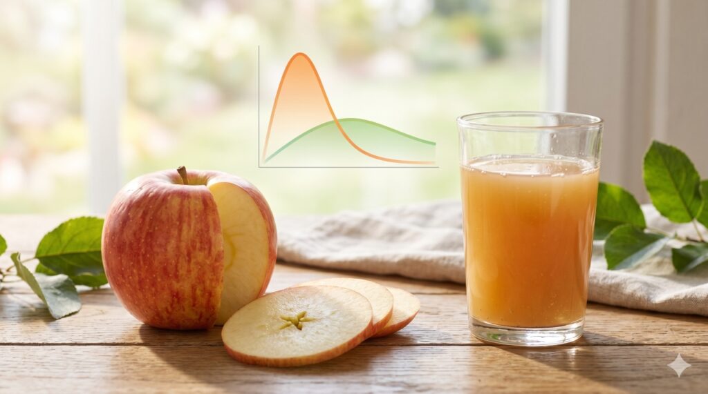 A fruta inteira libera açúcar de forma mais lenta e saudável do que o suco sem fibras