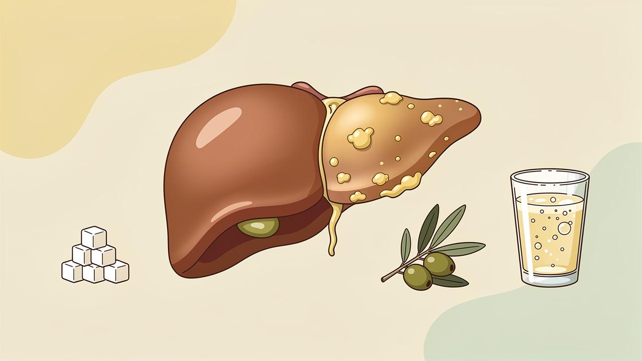 Excesso de açúcar favorece o acúmulo de gordura nas células hepáticas.